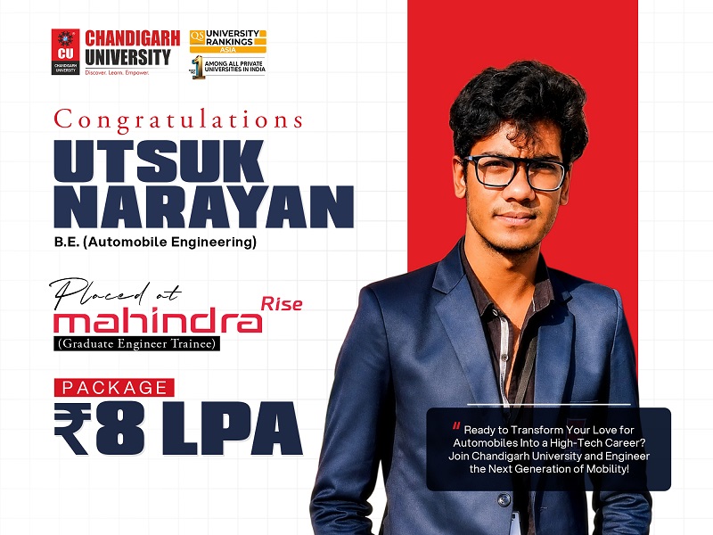 Chandigarh University (CU) Automobile Engineering Student Secures Placement at Mahindra & Mahindra